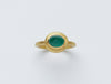 Hellenistic Ring by Alexis Menten handmade in an ancient style with 22k gold and an emerald shown from the front