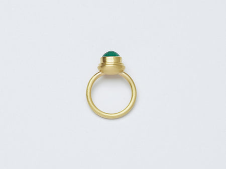 Hellenistic Ring by Alexis Menten handmade in an ancient style with 22k gold and an emerald shown from the side