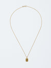 Stele Necklace by Alexis Menten with a rectangular 22k gold pendant handmade in an ancient style shown from the front