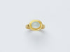 Thyra Ring by Alexis Menten handmade in an ancient style with 22k gold and aquamarine shown from the front